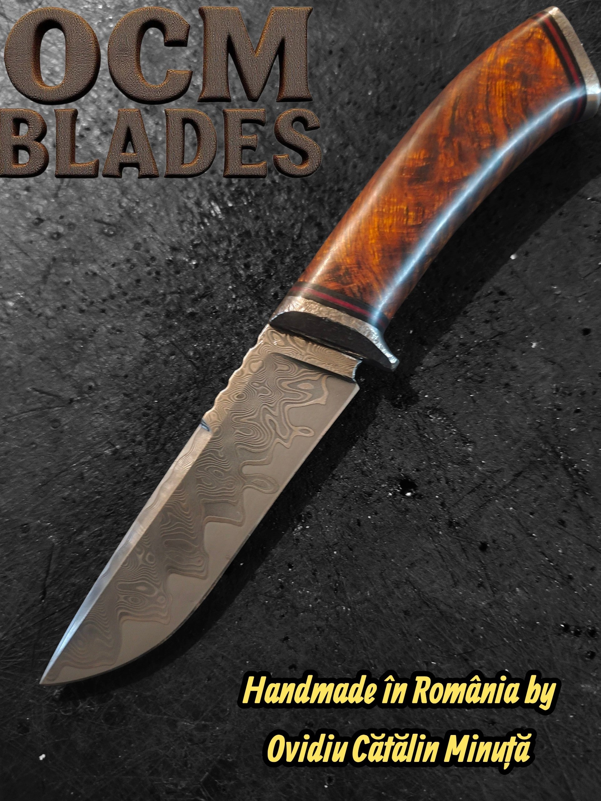 Cuțit de vânătoare damasc M398 ironwood