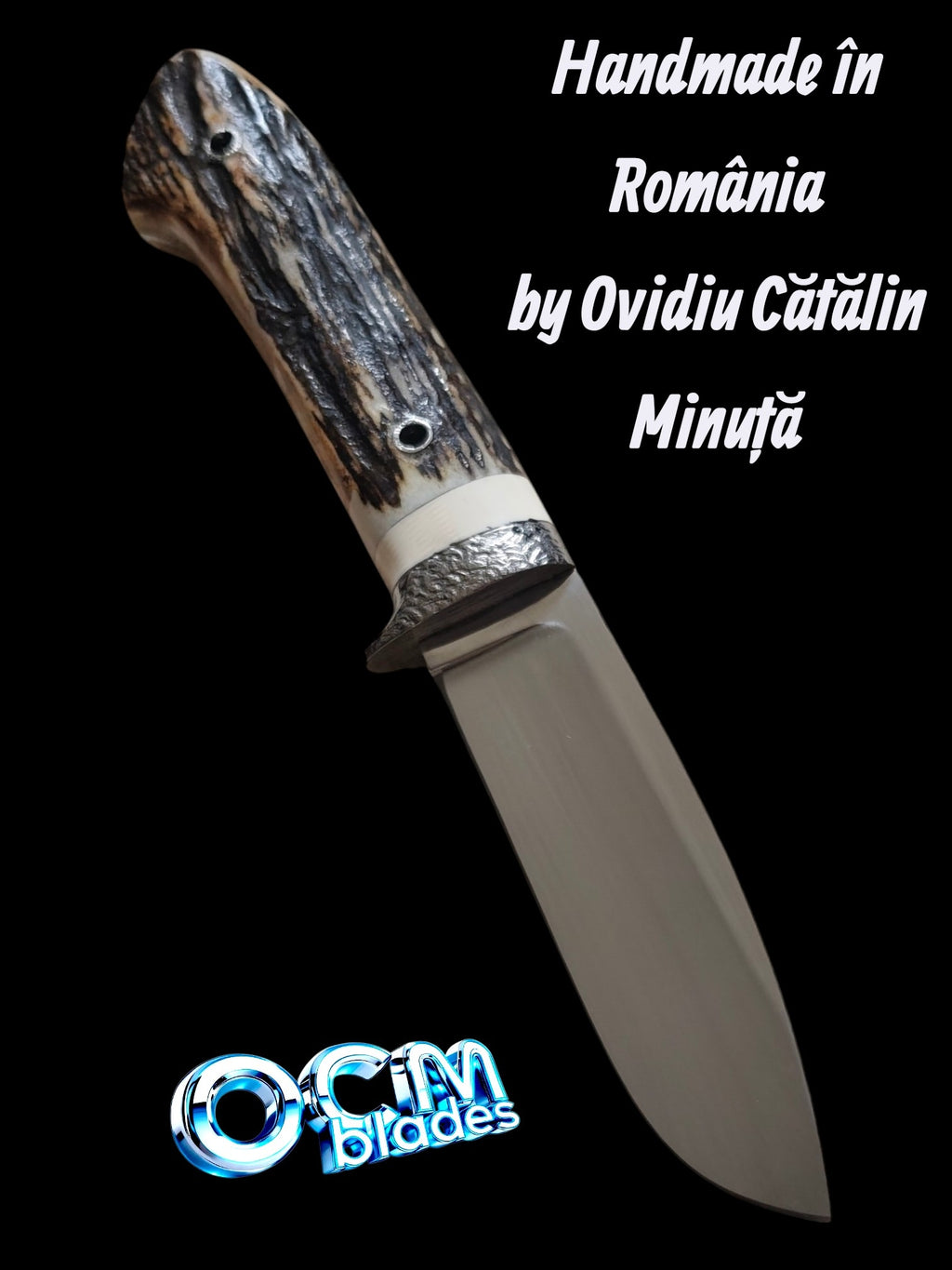 Cuțit de Vânătoare Unicat OCM Blades – Oțel RWL34 & Corn de Cerb