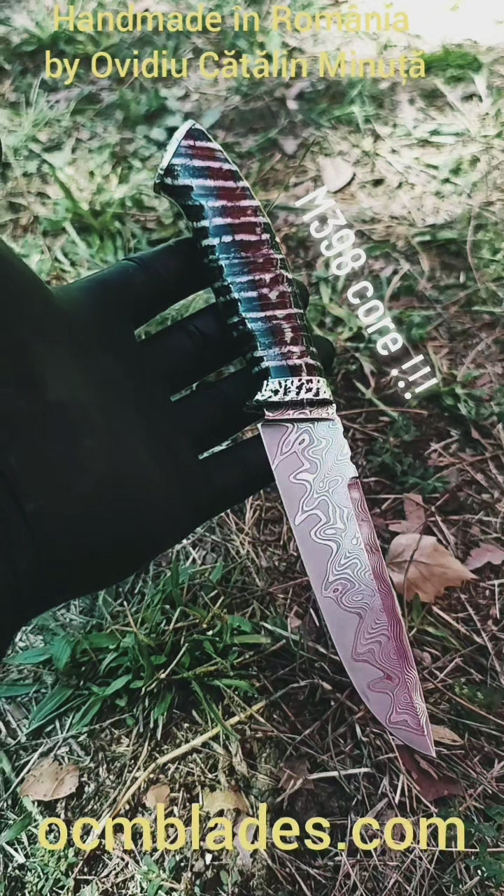 Cuțit de Vânătoare Unicat din Oțel Damasc inoxidabil– Handmade by OCM Blades