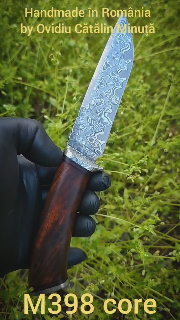 Cuțit de vânătoare damasc M398 ironwood